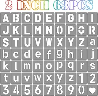 2 Inch Letter Stencils Symbol Numbers Craft Stencils, 63 Pcs Reusable Al...