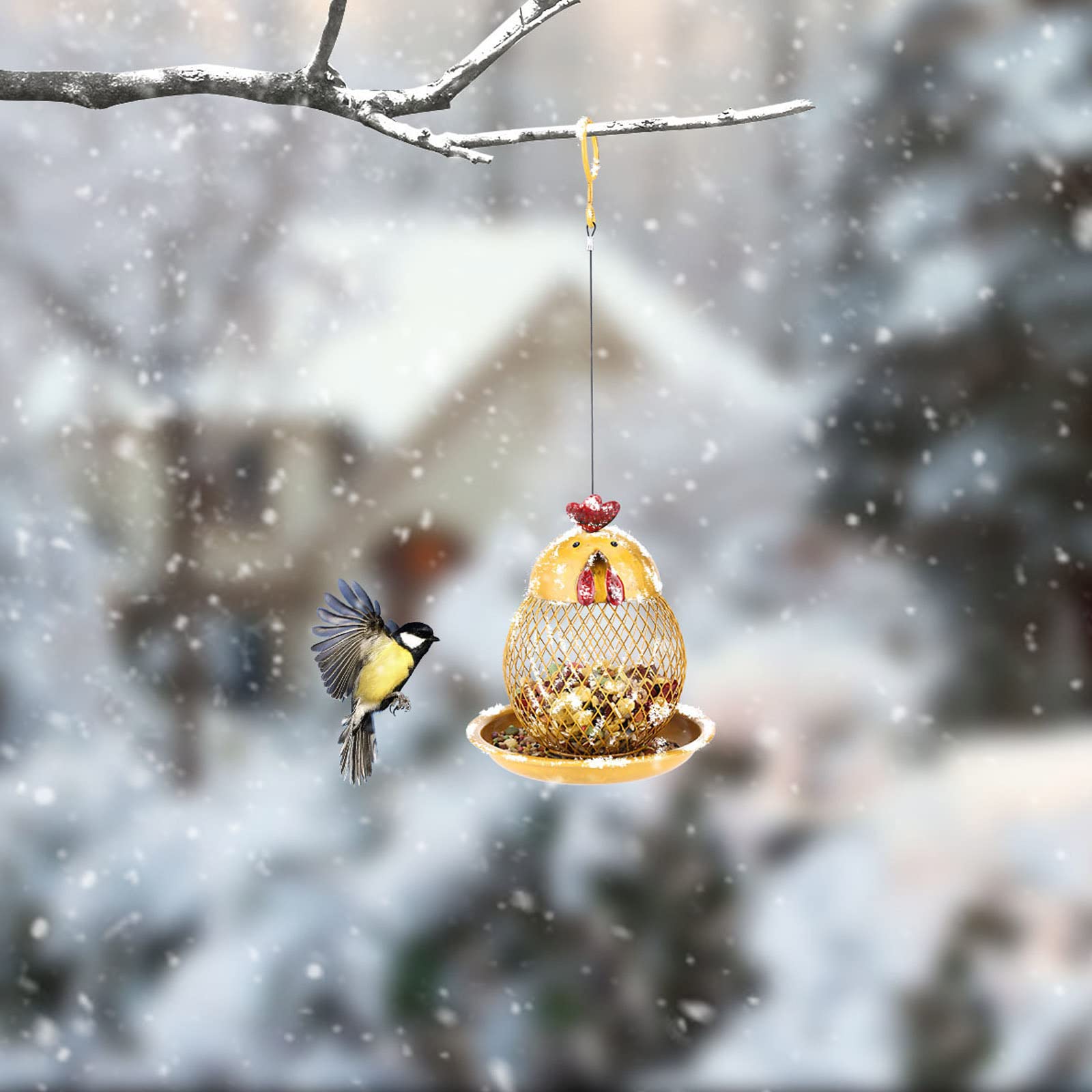 Mangiatoia per Uccelli da Esterno con Ventose Mangiatoia Uccellini da Esterno No Piccioni Mangiatoia Uccellini Balcone Trasparente,Gold