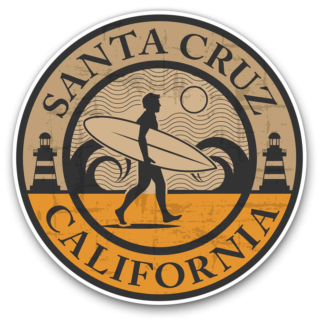 2 x 30cmVinyl Stickers - Santa Cruz California Surf Beach Decals for Car Van Luggage Scrap Book Fridge #5075