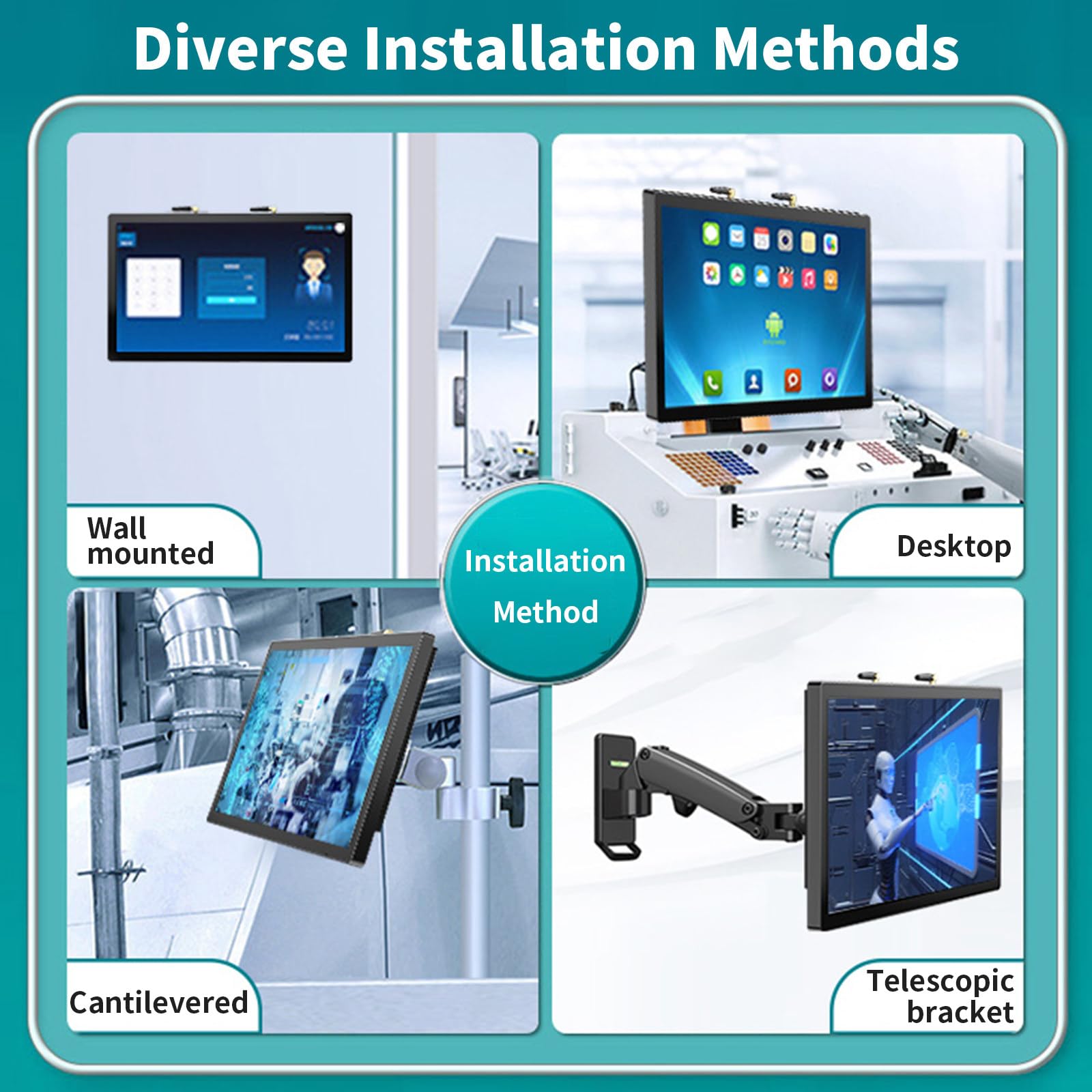 Panel Pc Embedded Industriale, Panel Computer Industriale con Touch Screen Capacitivo a 10 Punti, Computer all-in-One Ip65, per Fabbriche, Windows 10 13.3inch-i5-4200U(4GRAM+128GSSD)