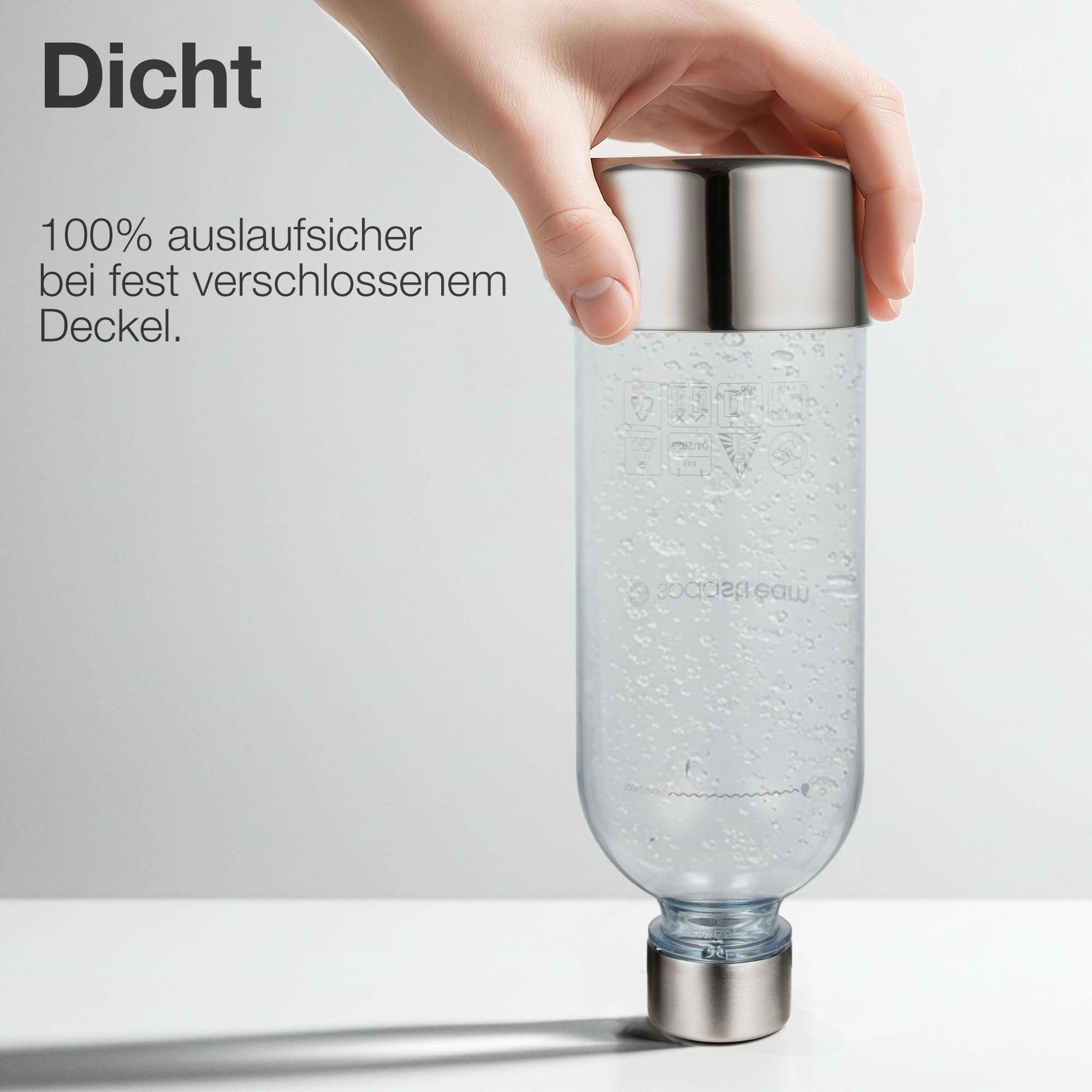 aarke AASPB1-STEEL 2-pack Flessen voor Bruiswatermaker Carbonator 3, BPA-vrij, met details in Staal (450ml) Steel