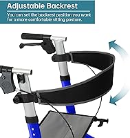 Vista 5 de ELENKER Andador todoterreno con asiento, andador rodante para exteriores, ruedas delanteras de 12" sin cámara de aire, diseño plegable compacto