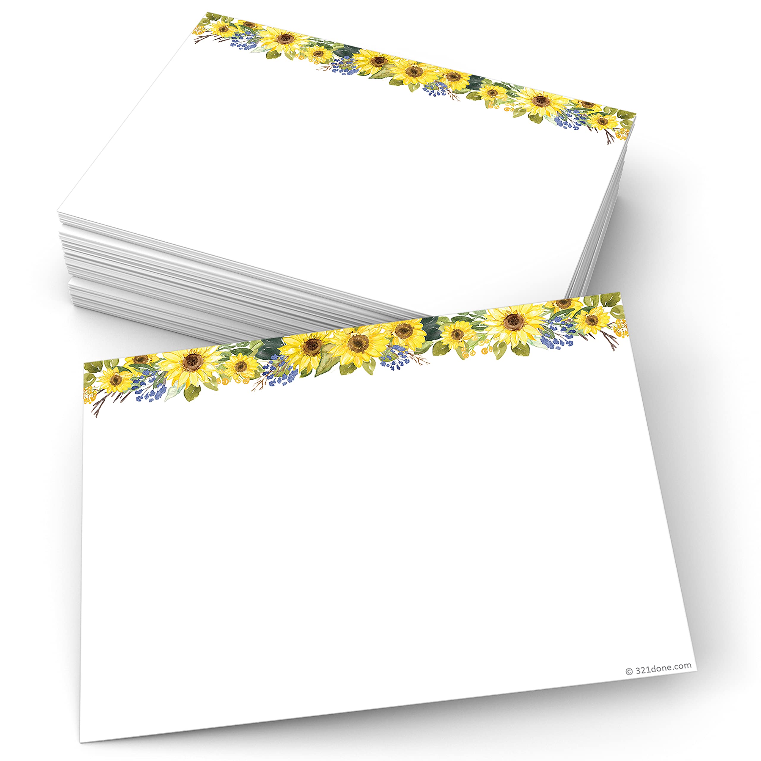 Amazon.com : 321Done Sunflower Index Cards - 5x7" Cardstock, White (Set of  50) - Blank, No Lines - For Studying, Learning, Flashcards, Notes,  Messages, Notecards, Greeting Card Making - Pretty Floral - Made in USA :  Office Products