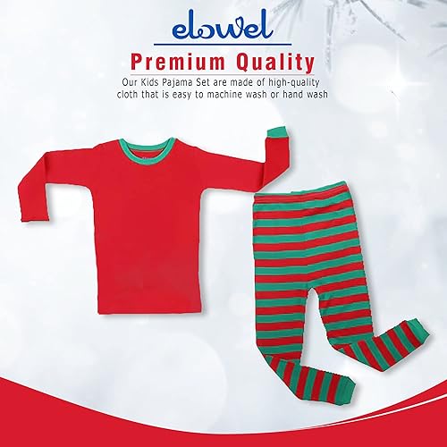 Miniatura 4 de Elowel piyama de dos piezas a rayas para niños y niñas, 2 piezas, 100% algodón, talle 6 meses a 12 años