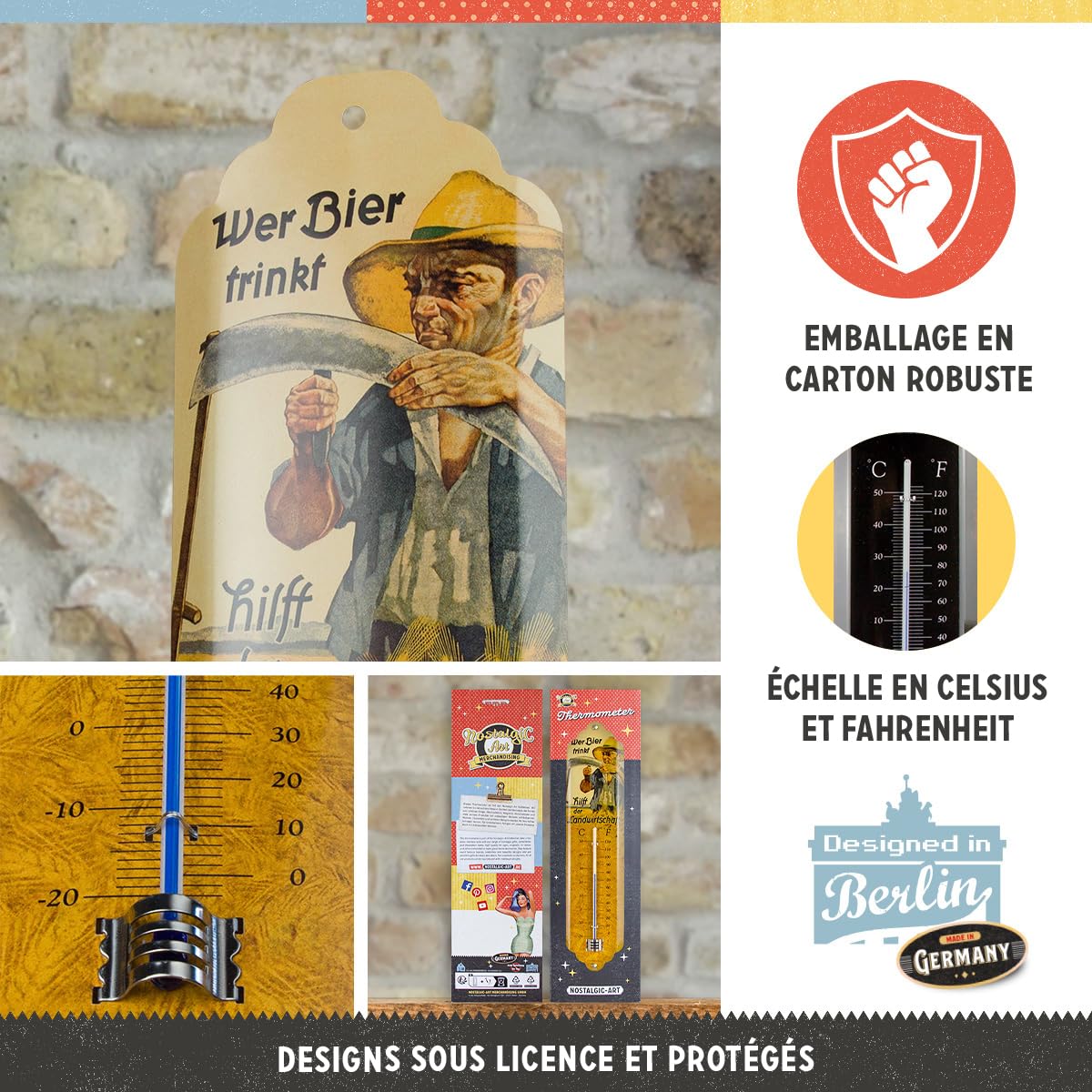 Thermomètre métal VAN LE SURF déco rétro vintage - Provence Arômes