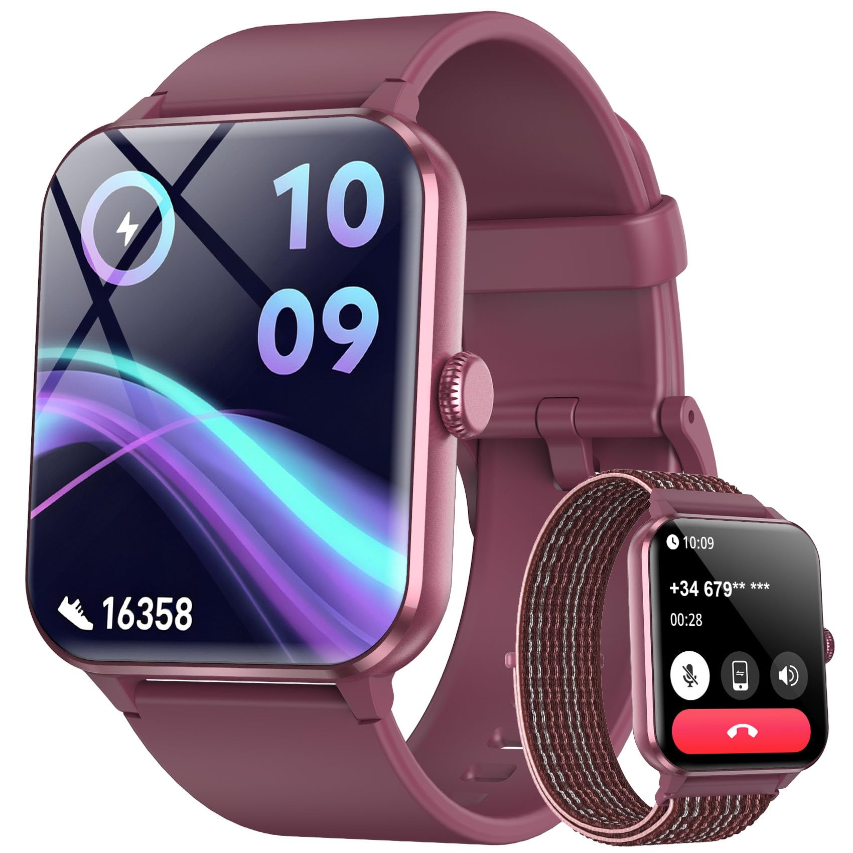 Blackview Montre Connectée Homme Femme avec Appel Bluetooth, 1,85" Écran HD Tactile, Suivi Cardiaque SpO2 Sommeil Stress, 100+ Modes Sportifs, IP68 Étanche, Compatible iOS Android Samsung