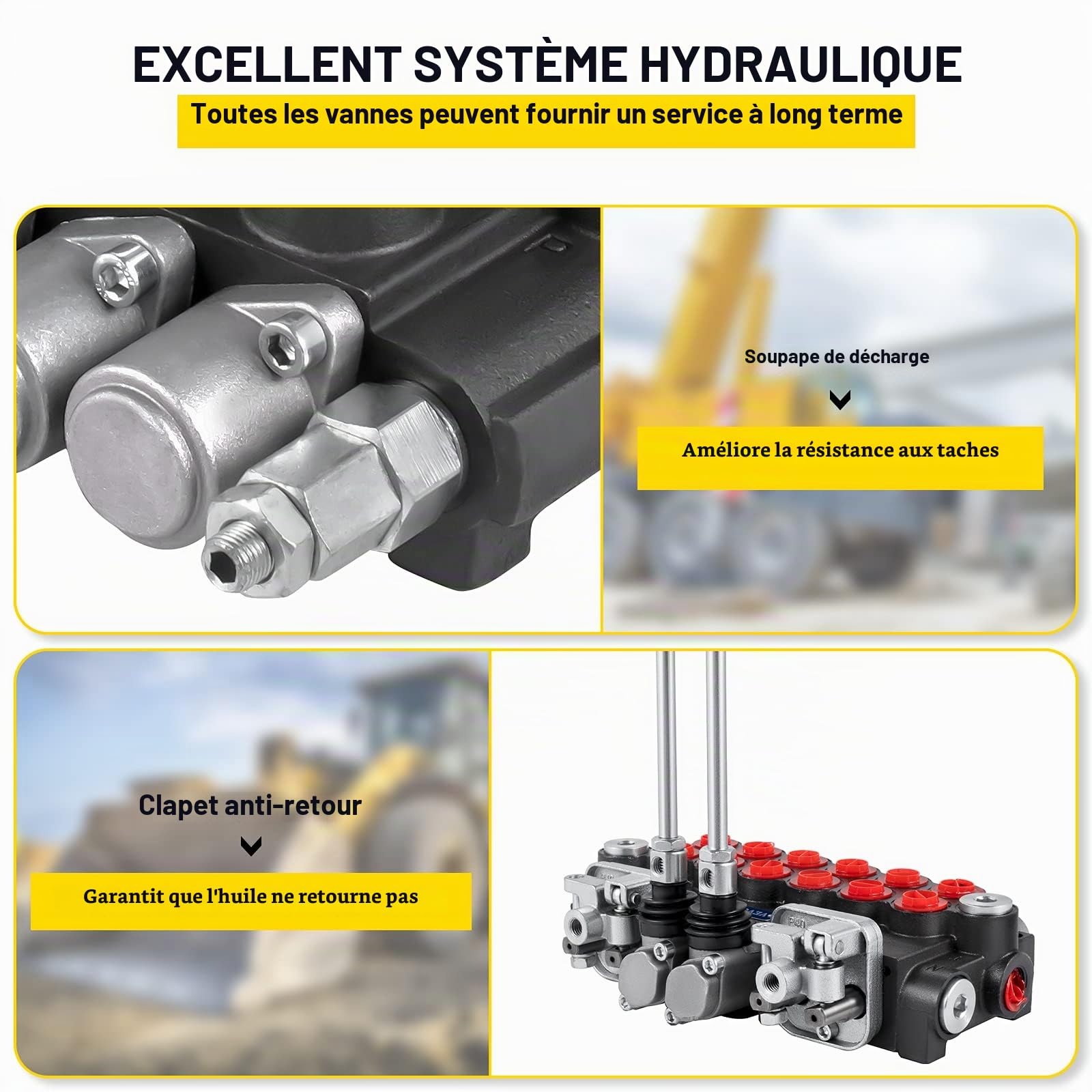 VEVOR Valve de Commande Directionnelle Hydraulique 6 Bobines, Vanne à Bobine Hydraulique 40 L/min 4500 PSI, Valve Directionnelle Hydraulique, Vérins à Double Effet, pour Tracteurs, Chargeurs Compacts