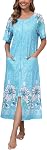 Rubehoow Robe pour les femmes Zipper Peignoir Short Sleeve Mumu Nightgown Full Long Lounge Robe avec poches