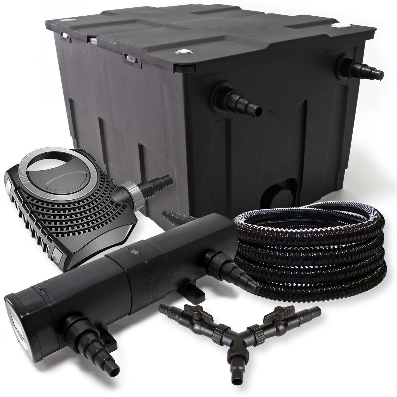 SunSun Juego de filtros 60000l Estanque 36W Clarificador neo8000 70W Bomba Manguera de 25m jardin