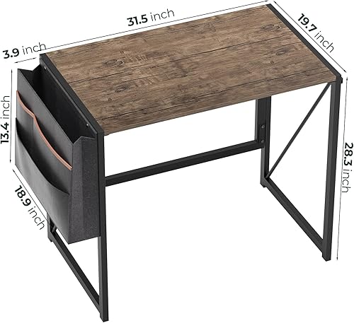 Miniatura 3 de SOROGRA Escritorio plegable, pequeño escritorio plegable de 31.5 pulgadas para espacio pequeño, mesa de computadora, escritorio de oficina en casa