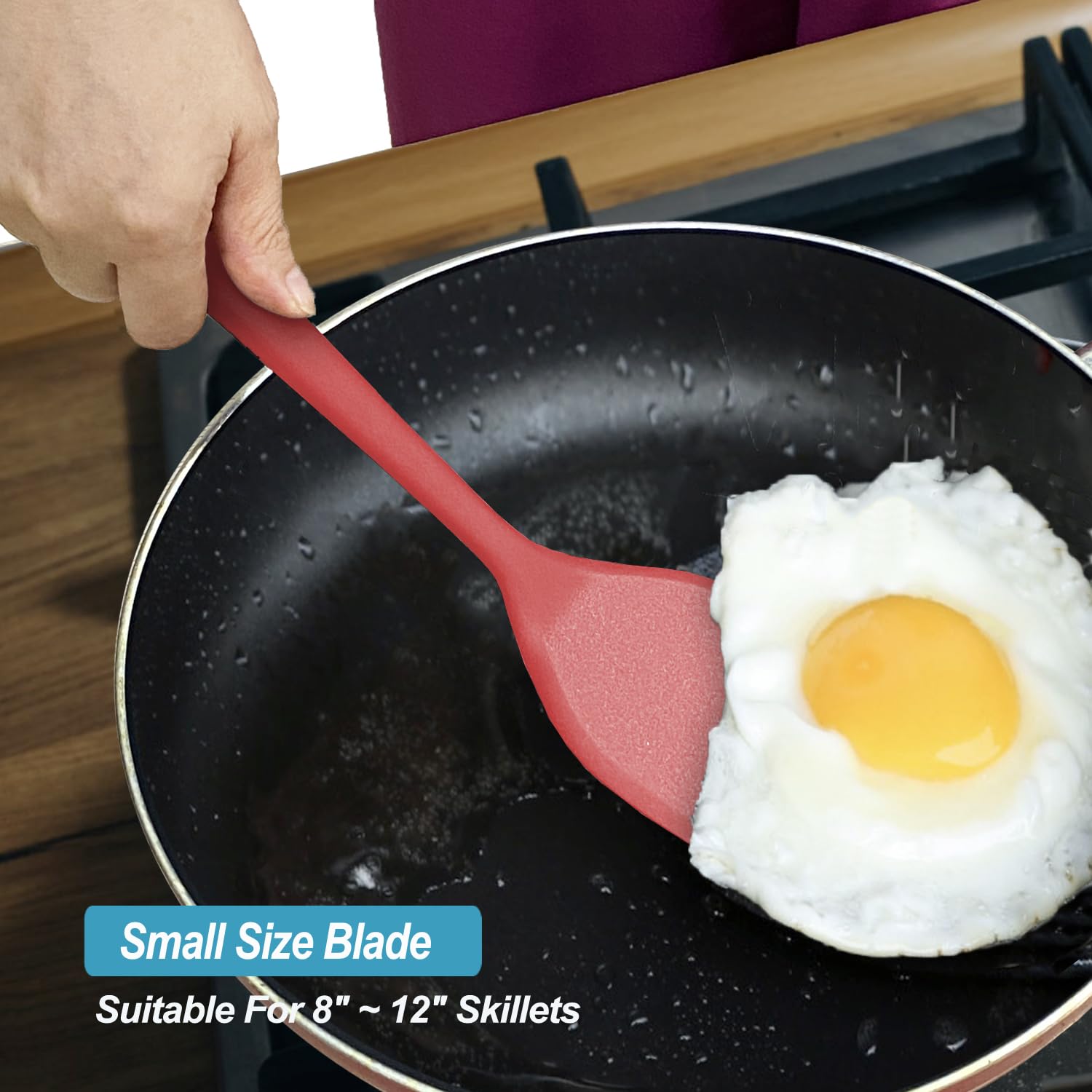 Juego de espátulas de silicona, espátulas resistentes al calor con diseño de una sola pieza sin costuras, utensilios de goma antiadherentes para hornear y cocinar, sin BPA, rojo, 11 pulgadas