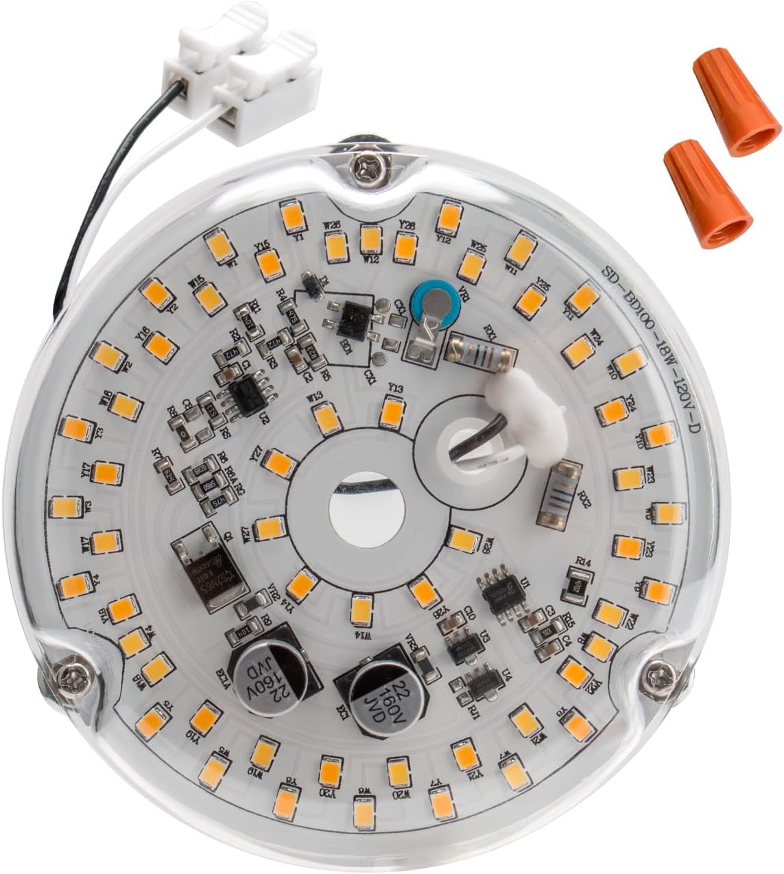 4'' 18W Ceiling Fan LED Light Replacement, 2200LM 3CCT 3000K 4500K 6000K Selectable LED Ceiling Fan Light Kit, Round Dimmable Retrofit Kit for Flush Mount Ceiling Lights, 120V, CRI90