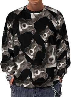 American Pit Bull Men's Sweatshirts Basic Crew Neck Long Sleeve Pullover Sweater Tees Tops