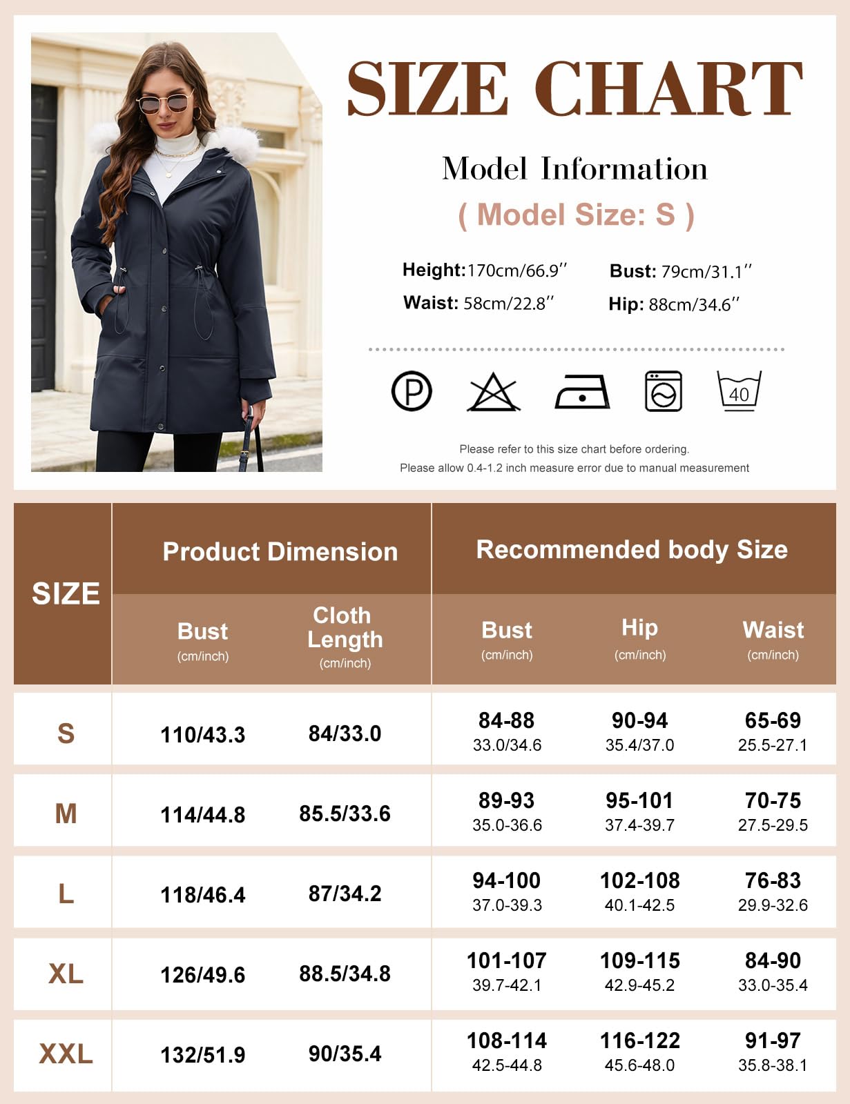 Giubbotto Donna Invernale Cappotto Lungo Parka Impermeabile Calda Imbottito con Cappuccio Vello Elegante Cappotti