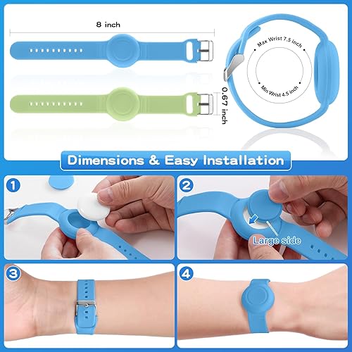 Miniatura 5 de Pulsera de AirTag impermeable para niños (paquete de 2), pulsera oculta de silicona suave para niños, rastreador GPS ligero compatible con Apple