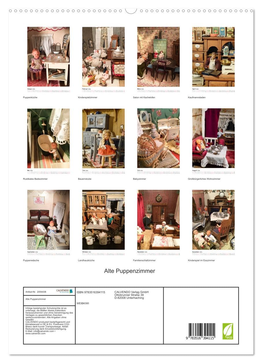 Alte Puppenzimmer (hochwertiger Premium Wandkalender 2026 DIN A2 hoch), Kunstdruck in Hochglanz: Das Puppenstubenspiel von früher - Erinnerungen werden wach. (CALVENDO Hobbys)