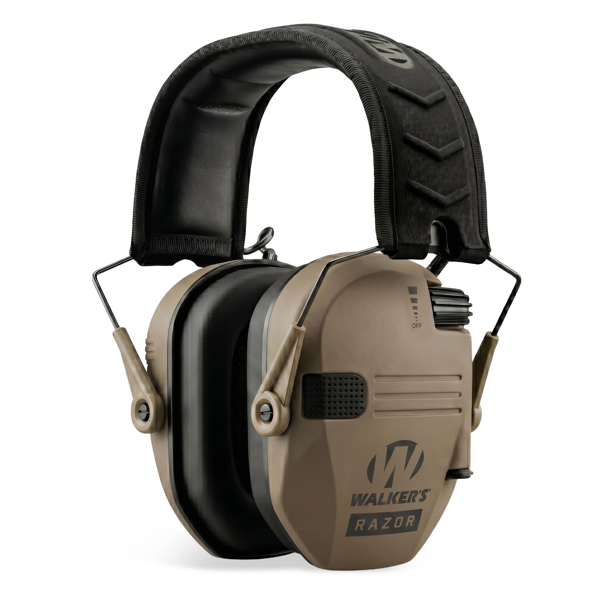 Walker's Protectores auditivos electrónicos Razor para caza, delgados, con reducción de ruido de 23 dB y amplificación de sonido, tierra oscura