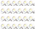 Amico 24 Pack 5/6 inch 5CCT LED Recessed Lighting, Dimmable, 12.5W=100W, 950LM, 2700K/3000K/4000K/5000K/6000K Selectable, Retrofit Can Lights with Baffle Trim, IC Rated - ETL & FCC, White