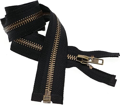 Miniatura 6 de Leekayer #8 Cremalleras de latón antiguo de 24 pulgadas para chaquetas, abrigos de costura, manualidades, chaqueta separadora, cremallera de metal