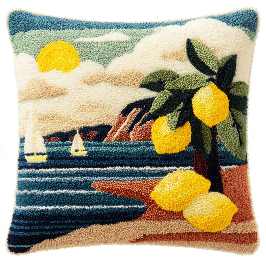 Wallustrioaw Latch Hook Cushions-F Latch Hook Kit Cushion Latch Hook Kits,Ocean And Lemon