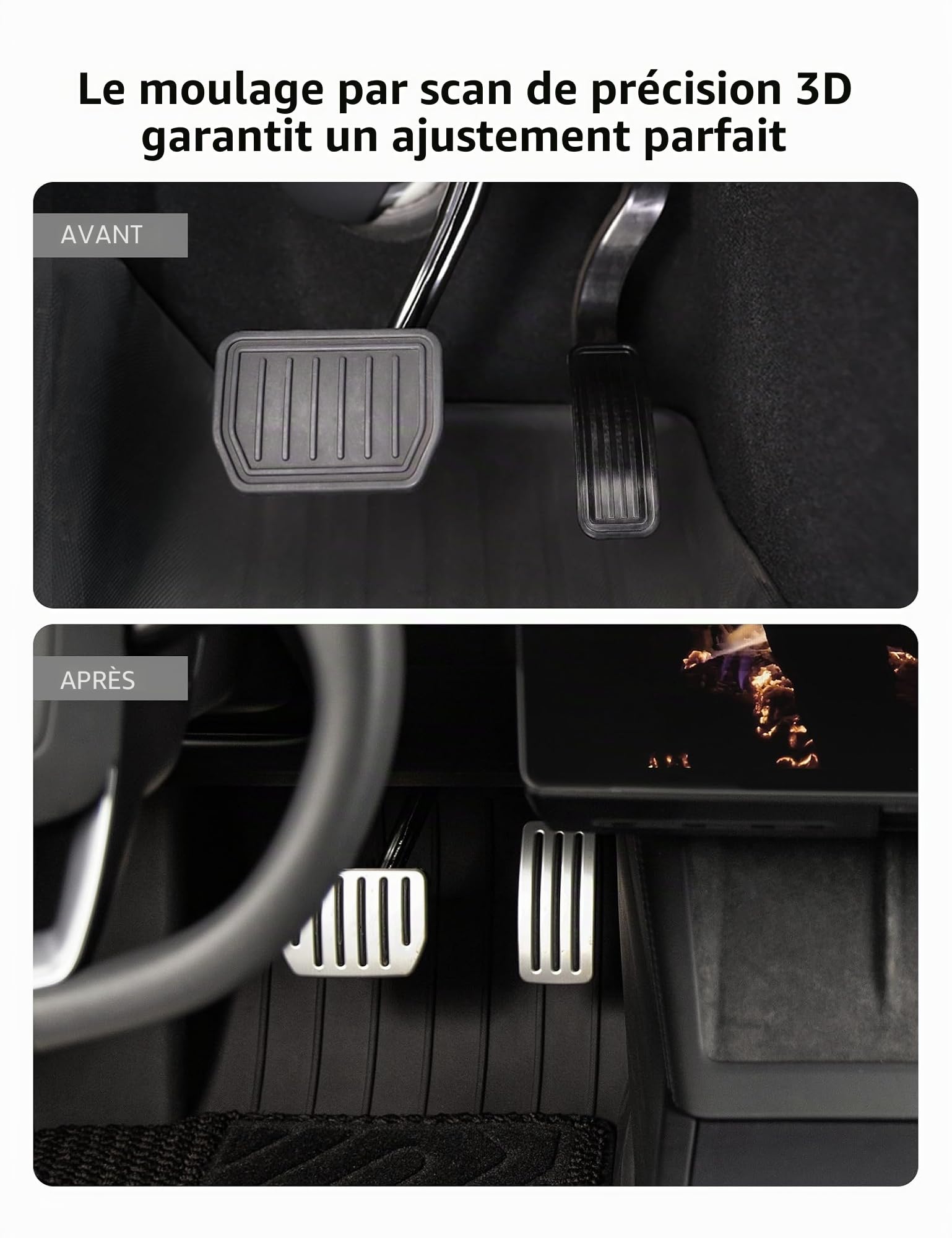 TPARTS Ensemble de pédales de Frein et d'accélérateur en Aluminium pour Tesla Model 3 Highland 2024+/Model Y Juniper 2025 + Accessoires de Protection antidérapants pour pédale de Rechange