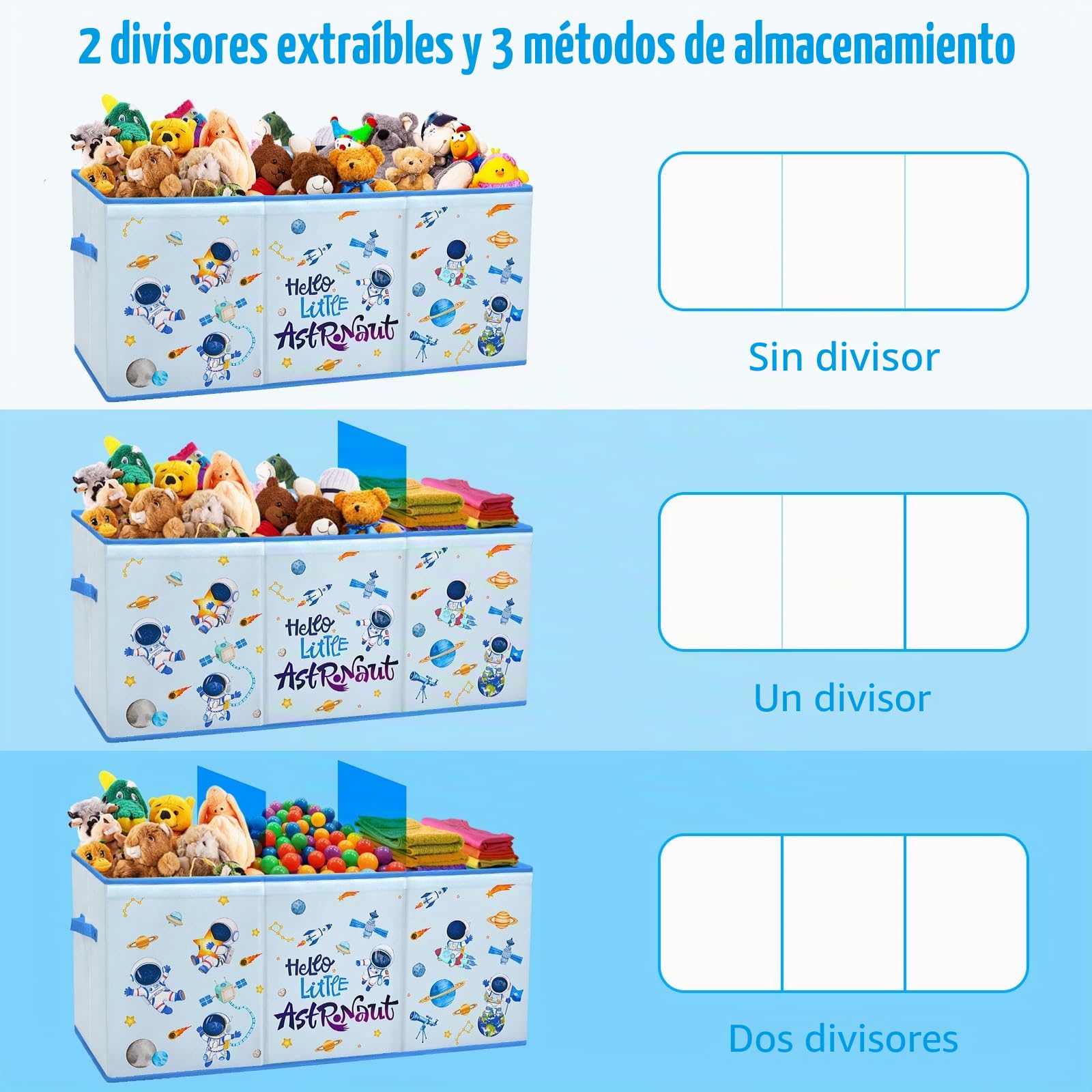 decalsweet Caja de Juguete Extra Grande con Tapa Abatible, Caja Almacenaje Oxford Plegable con Asa para Niños Niñas, Baúl Juguetes y Almacenamiento Impermeable Resistente, 96×32×40(Planeta Astronauta)