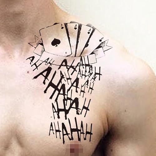 Miniatura 6 de NEDEQI 16 hojas de tatuajes Joker y HQ de gran tamaño, estilo punk, impermeable, todas las versiones