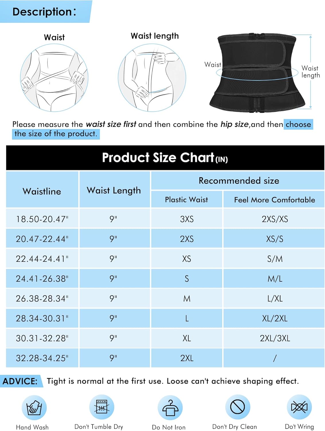 Atbuty Short Torso Waist Trainer Waist Cincher Corset Tummy Control Body Shaper Trimmer Belt (Black (9'' Short Torso, 2 Belts), 2X-Small) - Image 5