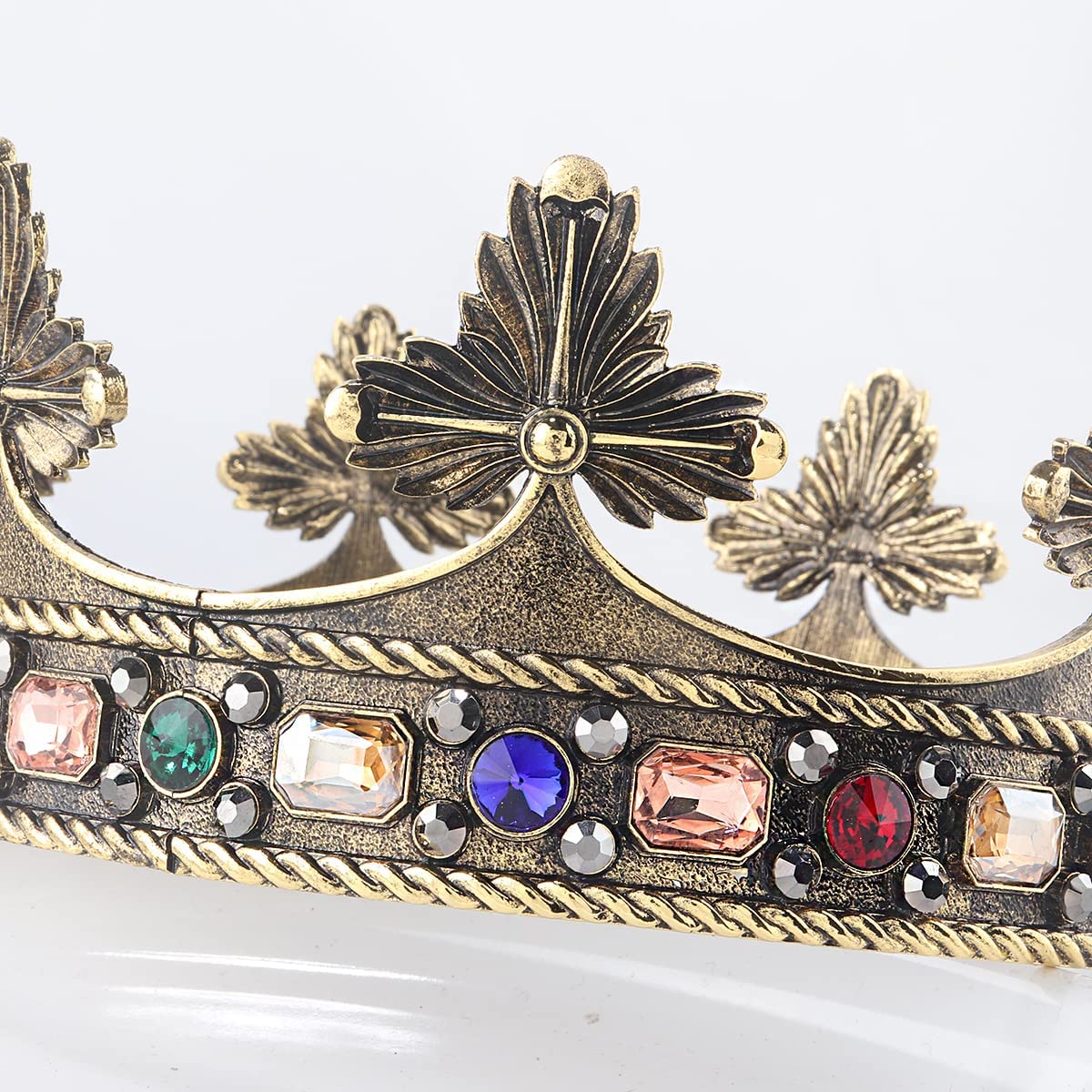 Barroco de los hombres del rey de aleación de gran corona de perlas de cristal real príncipe de las mujeres accesorios para el cabello para la fiesta de cumpleaños de Halloween de disfraces