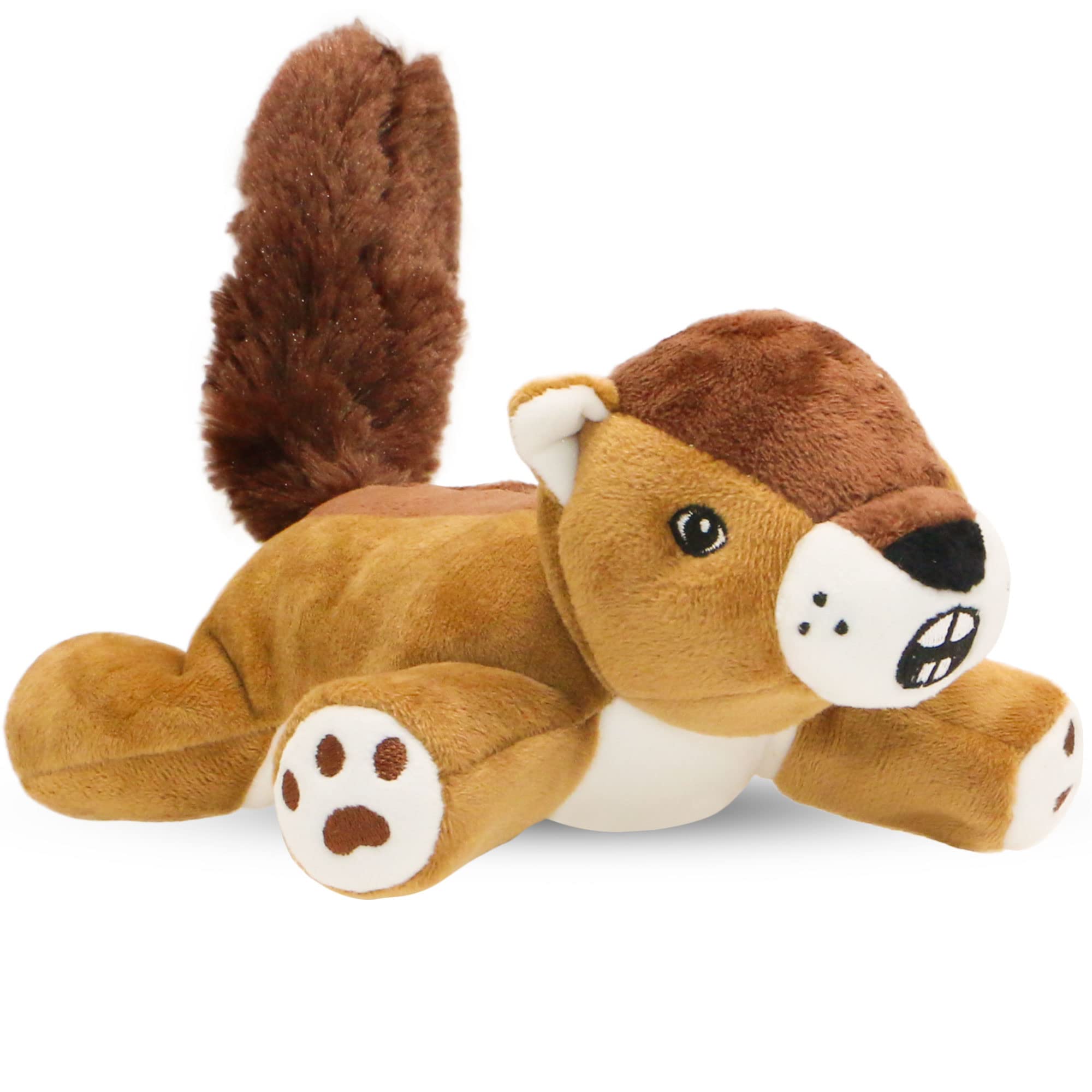 Dog Dog Big Fat Squirrel Plush Chew Toy Stuffed Animal with Squeaker and Smooth Fur and Durable Fabric