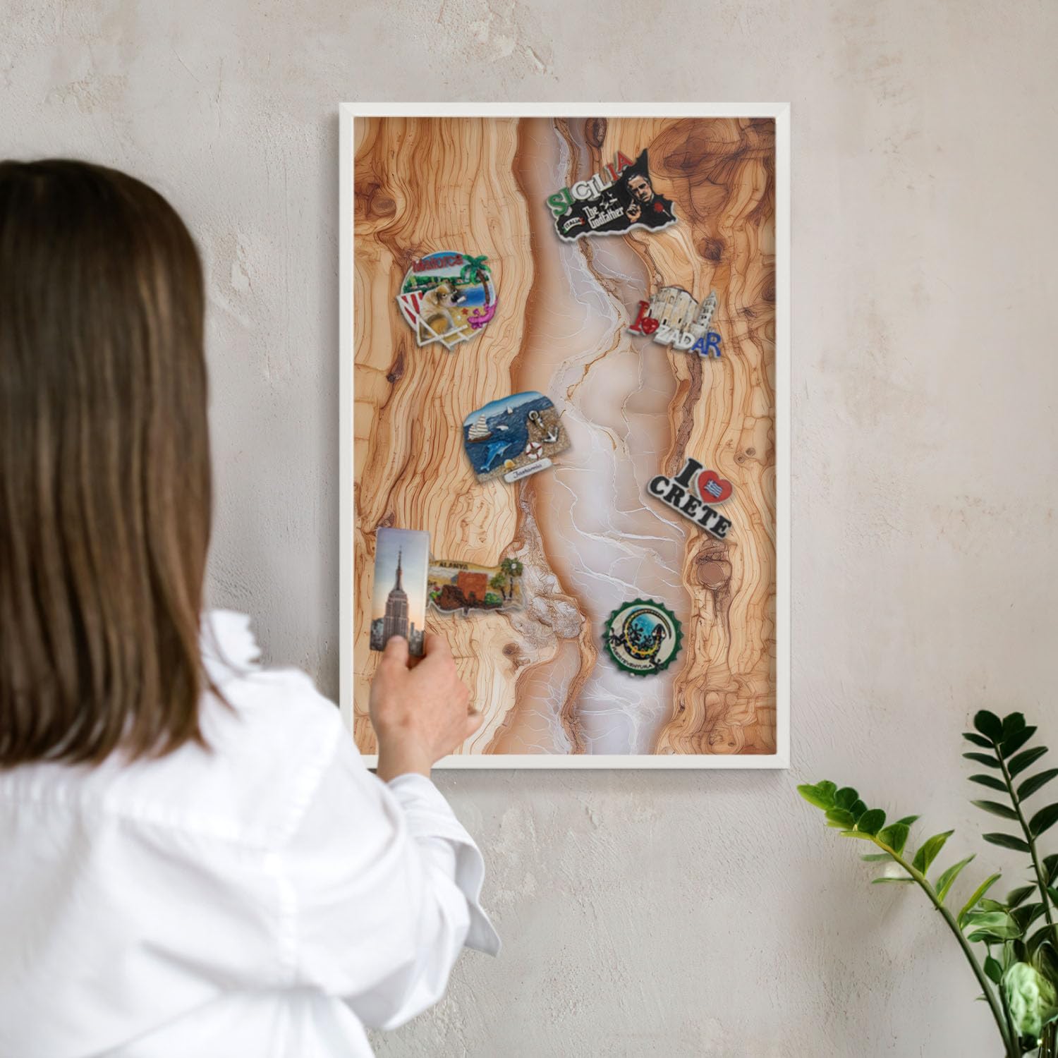 Magnettafel 60x40 cm | mit weißem Rahmen | Eleganz Aus Holz