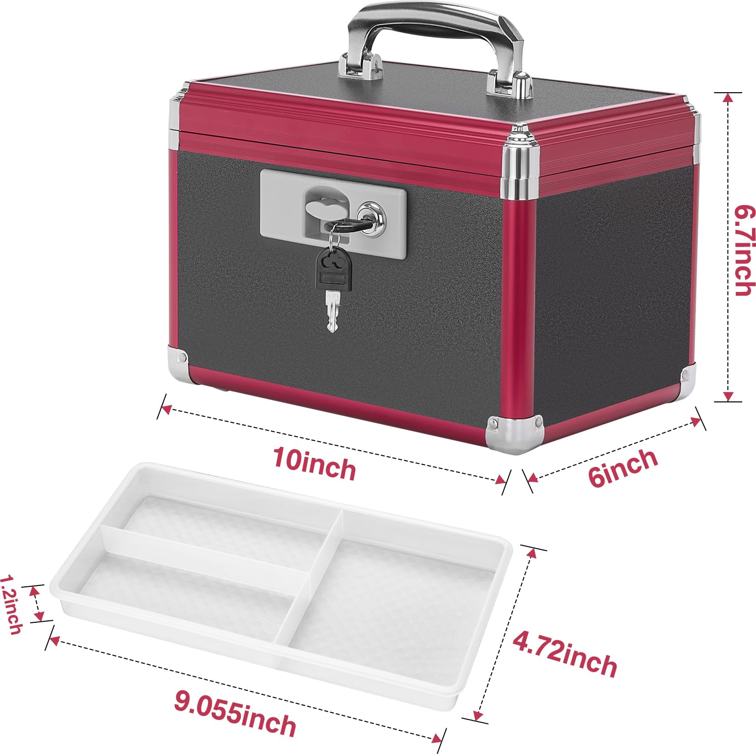 GODLONSEN Medicine Storage Box, 10''x 6''x 6.7'', Lockable Medicine Box - Image 2