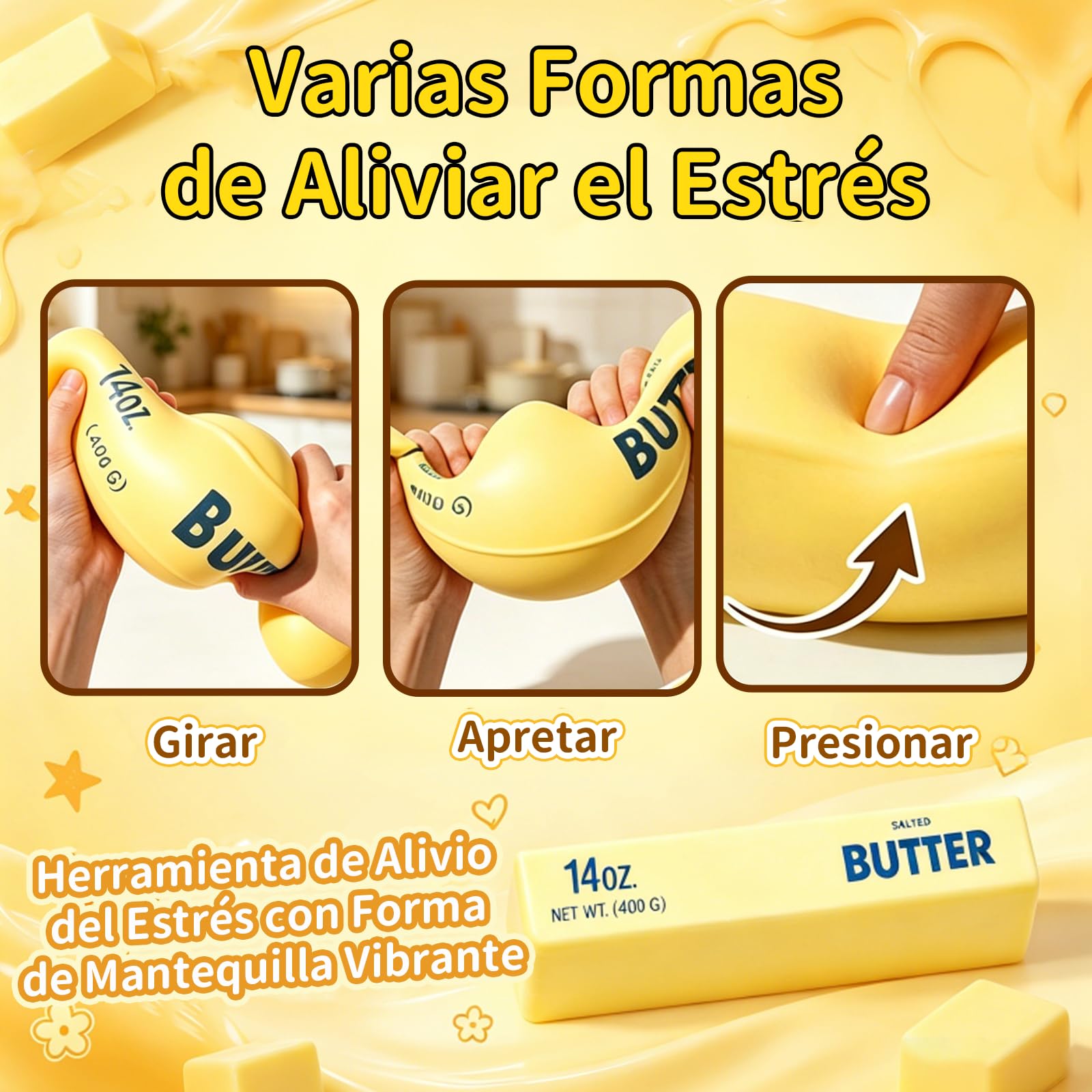 25cm Giant Butter Squishy, Squishy Mantequilla Grande 14oz, Juguete Antiestrés Suave Slow Rising, Pelota Antiestrés para Niños y Adultos, Fidget Toy Relajante, Regalo y Party Favor (1PCS)
