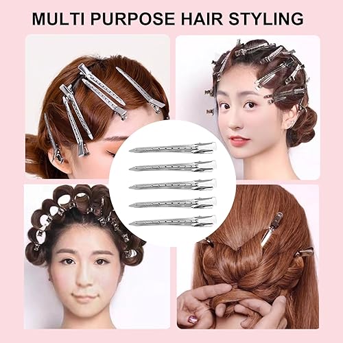 Miniatura 2 de 30 paquetes de pinzas para el cabello, pinzas de pato para teñir el cabello, pinzas para el cabello y pasadores, 3.5 pulgadas de metal inoxidable
