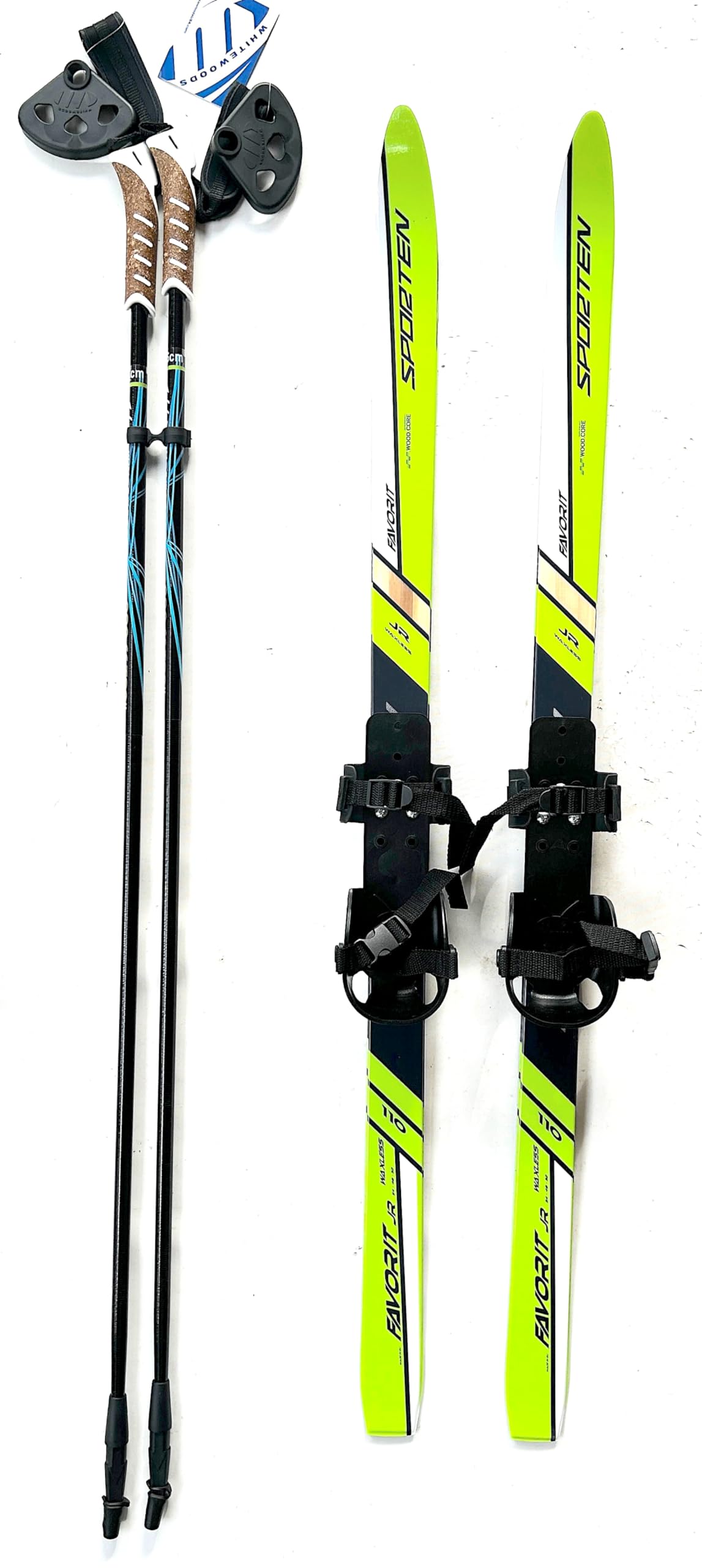 Sporten Favorit Beginner Kids Junior Cross Country Skis 110cm Adjustable Universal Bindings Poles