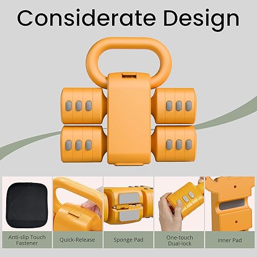 Miniatura 4 de Juego de mancuernas y pesas rusas ajustables 2 en 1, 4 niveles de peso de cambio rápido (2.2 3.3 4.4 5.5 libras), para mujeres, entrenamiento de