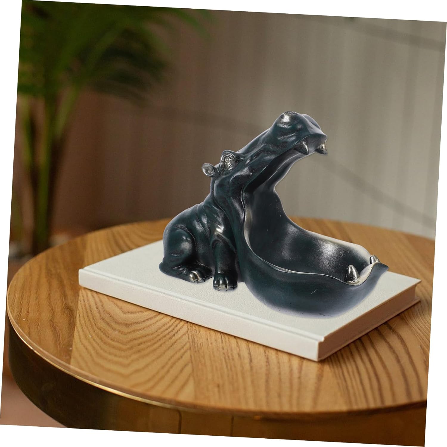 VOSAREA Hippo Resin Box Storage Tray for Office Desk Decor Candy Dishes Figurine Unique Home Decor