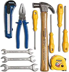 Tramontina 43409104, Kit Ferramentas 11 Peças Trena Estilete Martelo Alicate Chaves de Fenda e Fixas