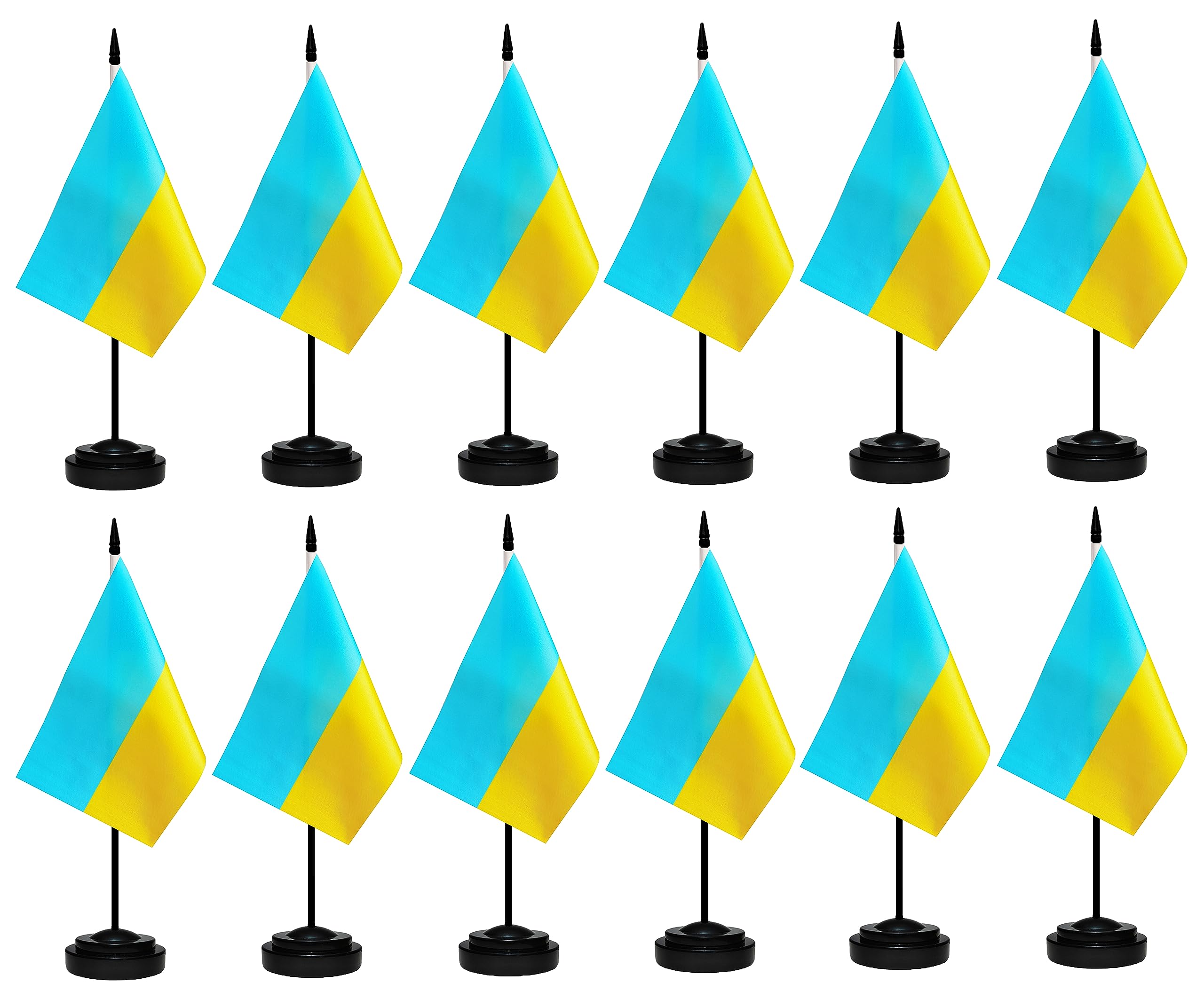 Ukraine Flags Ukrainian Desk Flags Set Small Mini Ukraine Flags Table Flag with 13" Black Pole, Black Base and Spear Top, Miniature Ukrainian Deluxe Desktop Flag, Home Decoration, Office Decoration,