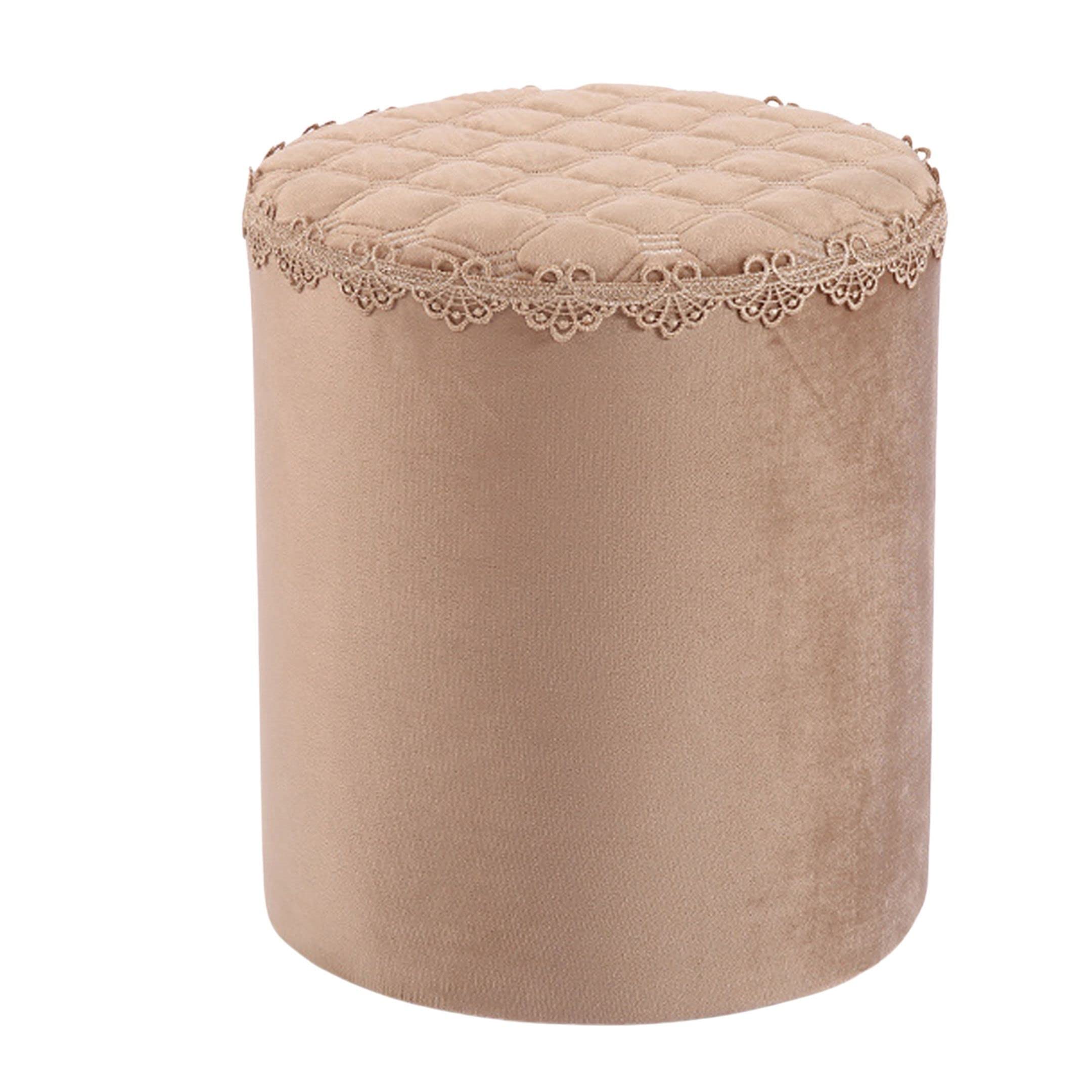 Repose-pieds bas de luxe léger en tissu kaki, tabouret de table basse chic