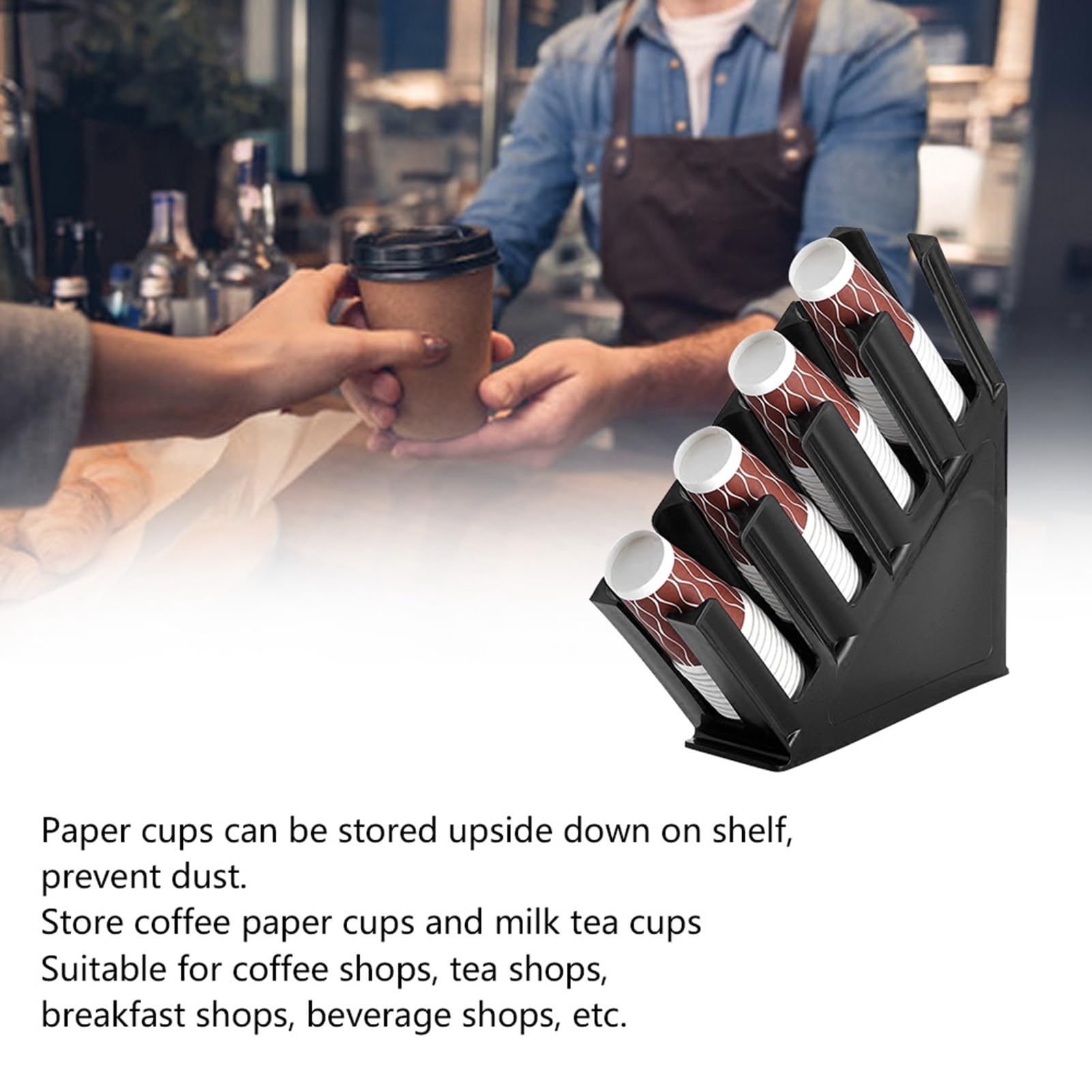 Estante Organizador dispensador de portavasos, para Vasos de Papel, solución de Almacenamiento apilable con Soporte para Tapa para cafeterías, restaurantes, oficinas