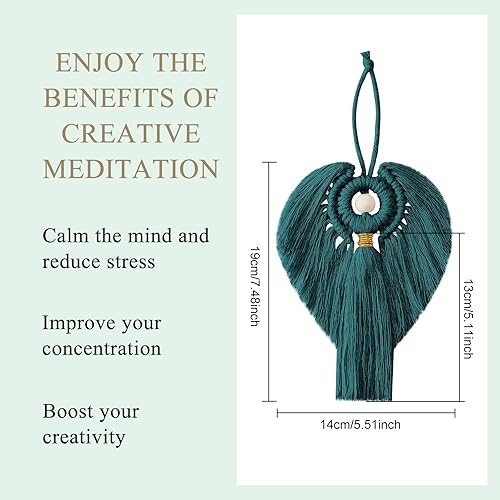 Miniatura 3 de FREEBLOSS Juego de 3 piezas de macramé de ángel, adorno colgante de ángel de Navidad, decoración bohemia para colgar en la pared, macramé, kit de