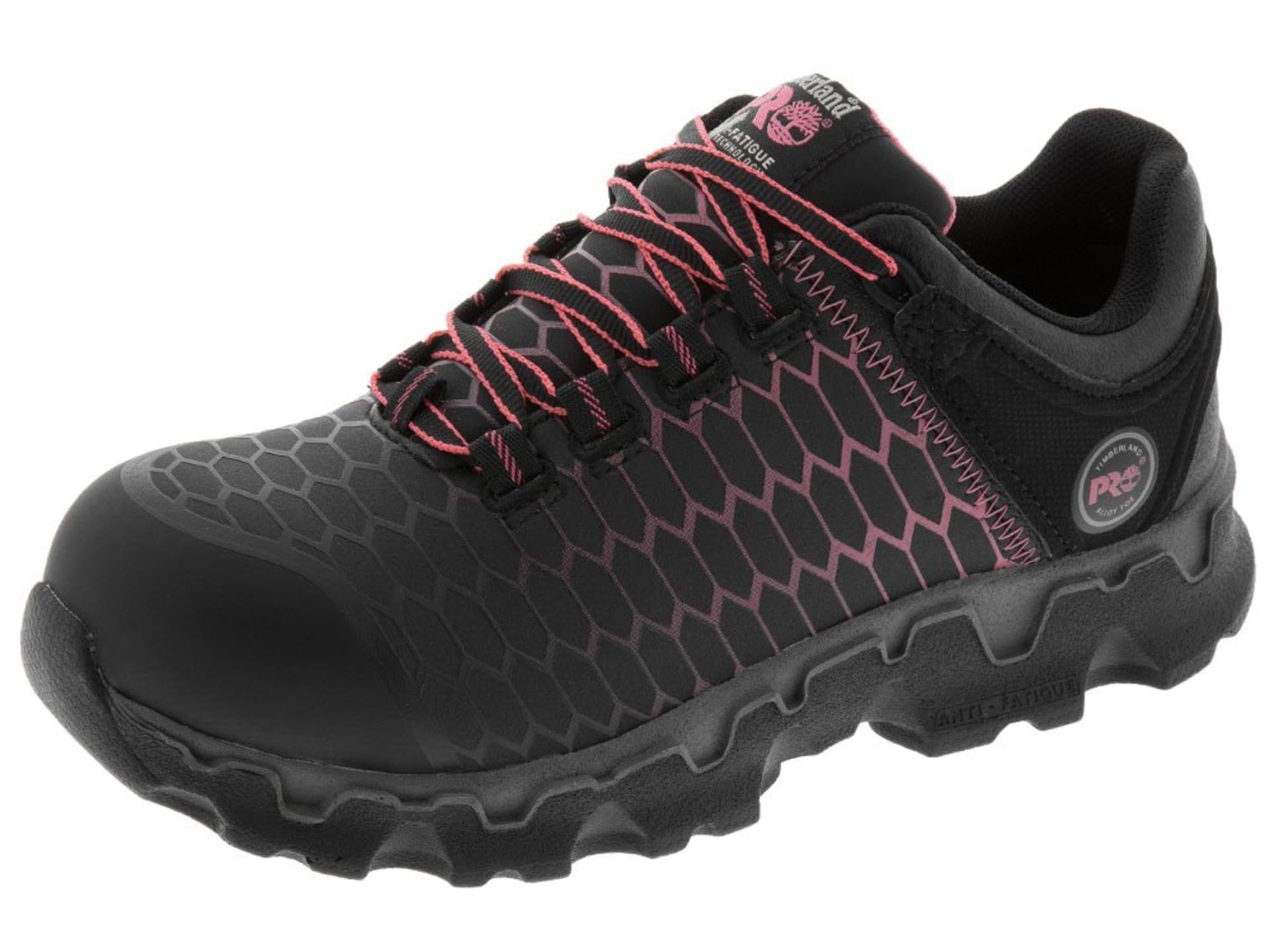 Timberland PRO Women's Powertrain Sport Alloy Safety Toe Industrial Athletic Work Shoe, Black/Pink-2024 NEW, 9W
