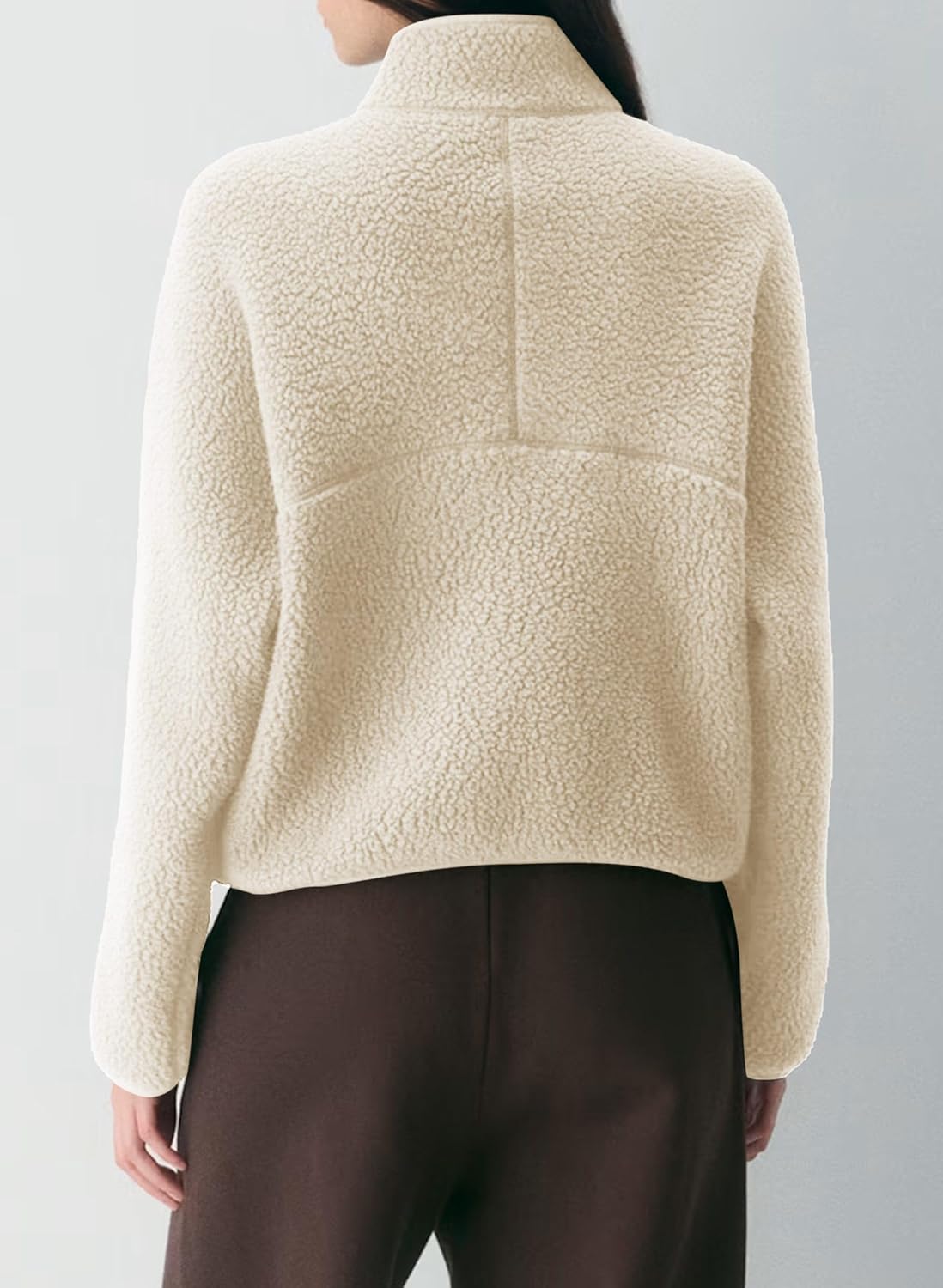 Xaspee Fleece Jacket Women Full Zip Up Sherpa Fuzzy Jackets Coats Casual Long Sleeve Sweatshirts Trendy with Pockets - Image 3