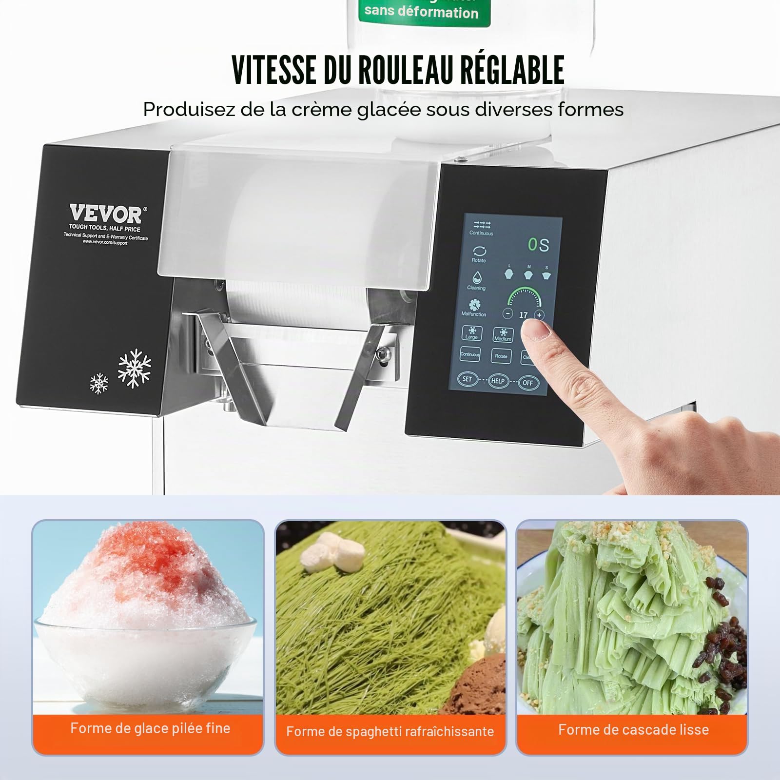 VEVOR Machine à Glace Râpée de Neige Commerciale, Machine à Râper la Glace 180 kg/24H, Machine à Glace Pilée en Inox, Système de Refroidissement par Liquide, Glace Rasée pour Dessert Boulangerie Café