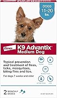 K9 Advantix II Flea Tick Mosquito Prevention for Medium Dogs 11-20 lbs - 2 Month Topical Drops