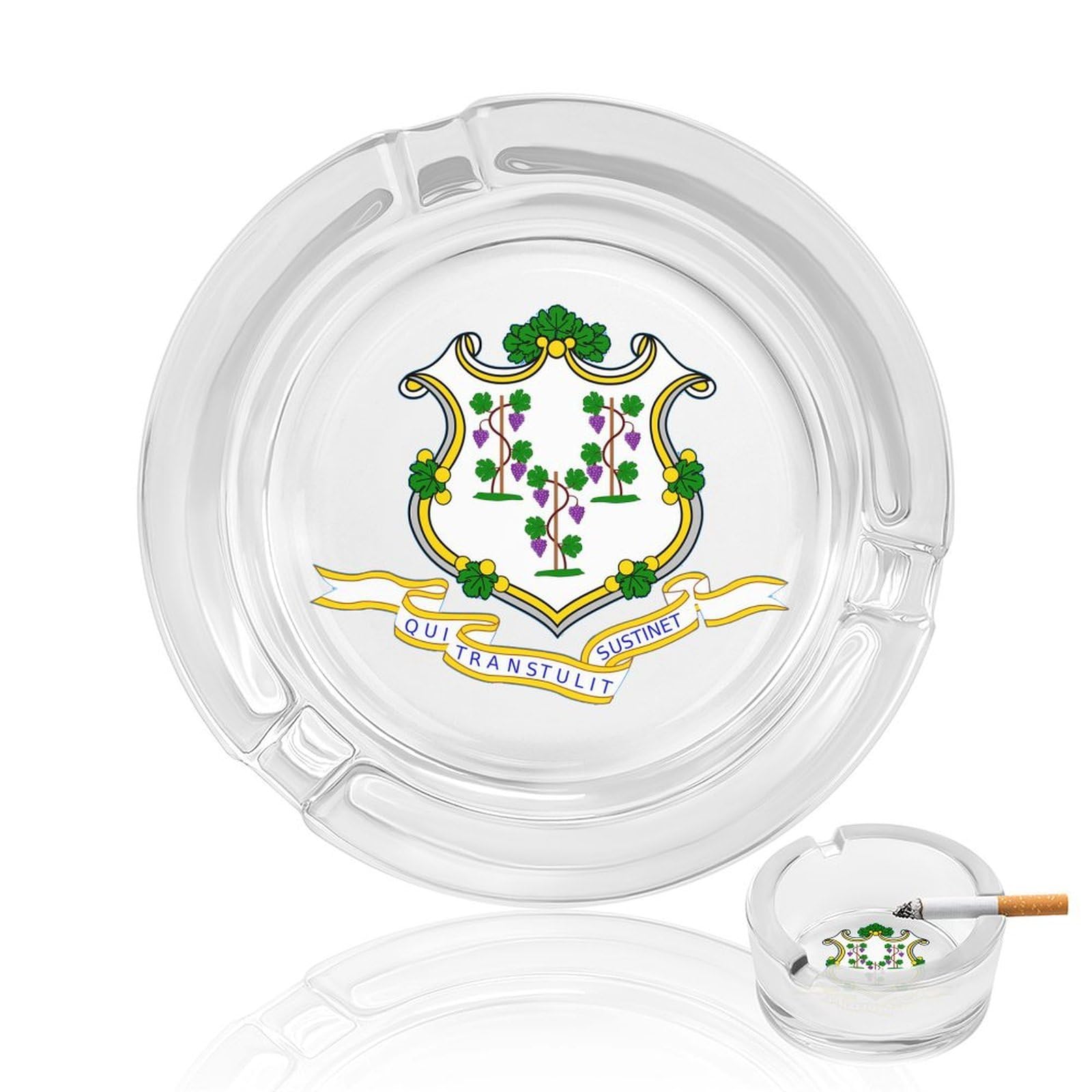 Nclqvjxzkhw Style Connecticut Flag Glass Ashtray Round Ash Tray Smoking Trays For Home Garden Outdoor