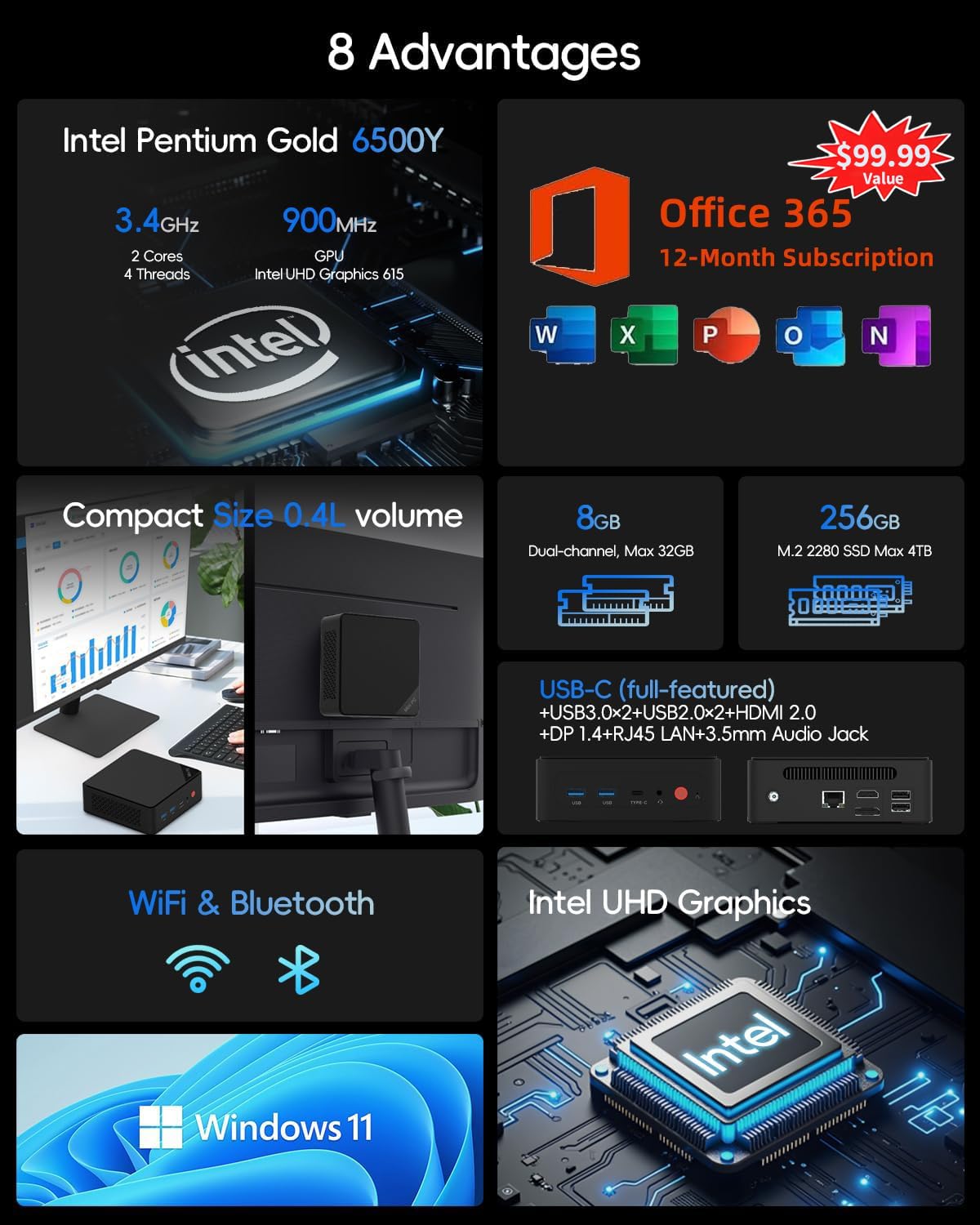 富士通　i5-6500 8GB 240GB win11+Office2021 Amazon.com: Mini PC, 1 Year Office 365, Intel Pentium Gold 6500Y