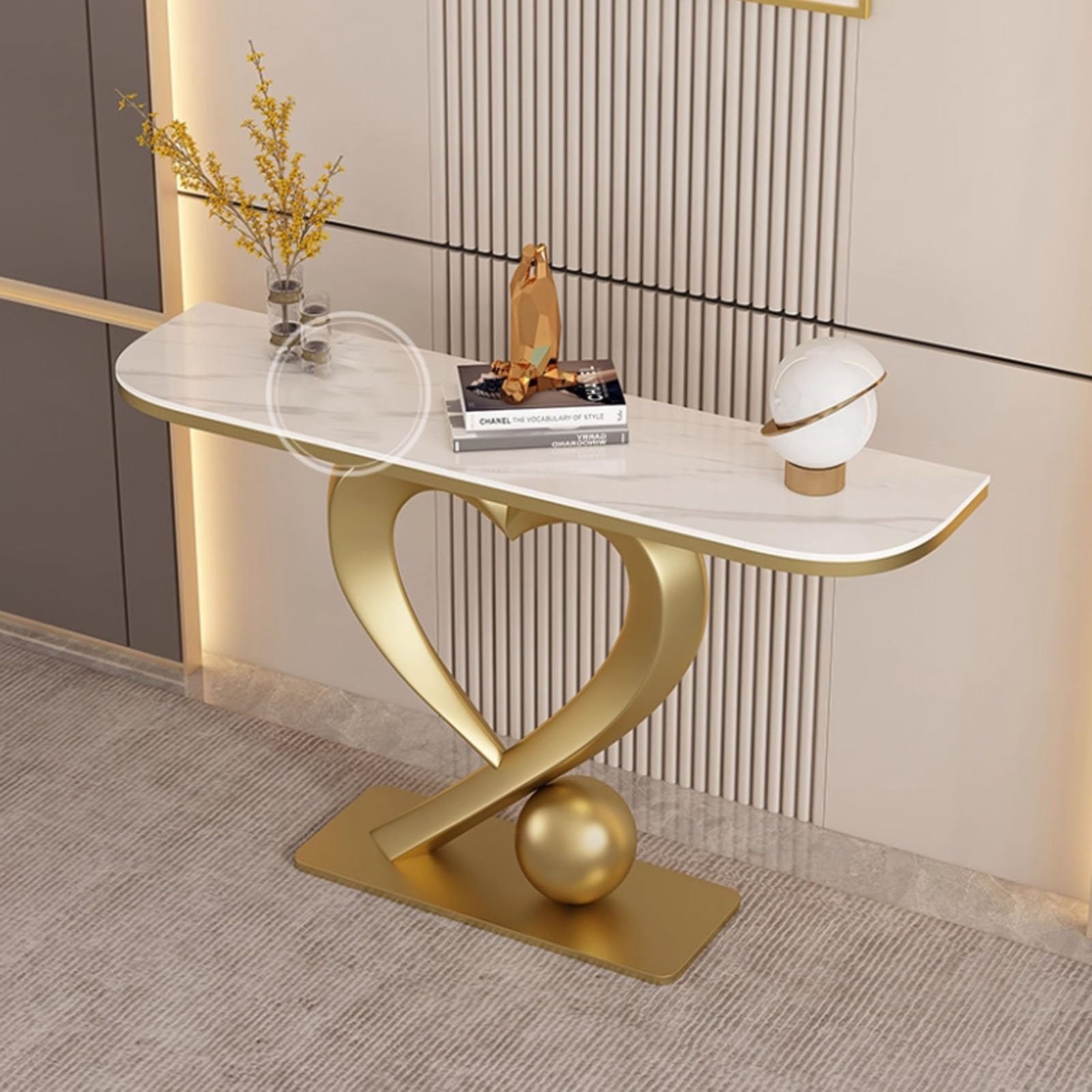 Entryway Table Hallway Decor Console entryway Table Sofa Table Half Moon Console Table Contemporary Accent Table for Hallway Living Room Bedroom(Gold A,100cm/39.3in)
