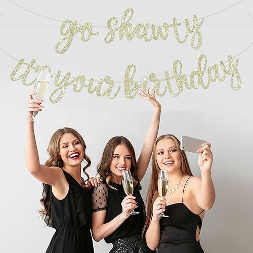 Miniatura 194 de BEISHIDA Cartel Purple Go Shawty It's Your Birthday - No DIY - Cartel de feliz cumpleaños con purpurina con temática de hip hop, pre-encordado